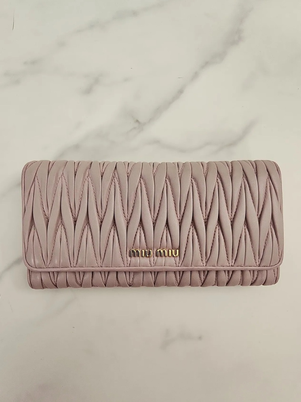 Miu Miu Leather Matelasse Continental Long Wallet